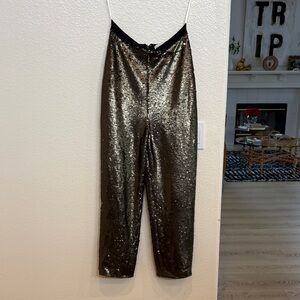 Lovers + Friends Black and Green Sequin pant